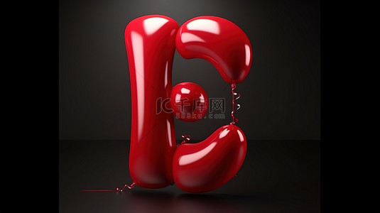 气球字体背景图片_欧元符号气球字体采用逼真的金属红色，采用氦气球高级 3D 插图制作