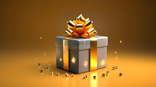星星天背景图片_金星礼品盒 3D 渲染生日快乐设计