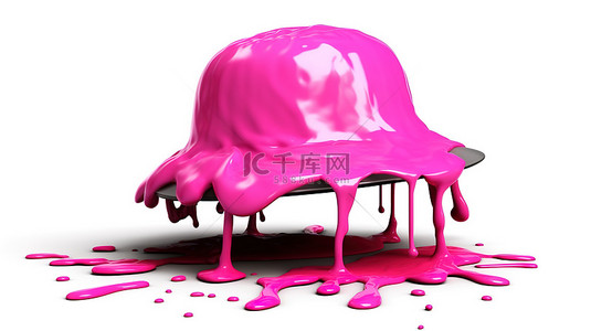 水墨渲染背景背景图片_3D 渲染的帽子上的斑点形状粉红色油漆涂层