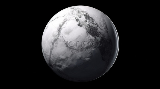 星球圈背景图片_黑色背景下孤立大理石球体的 3D 渲染特写镜头