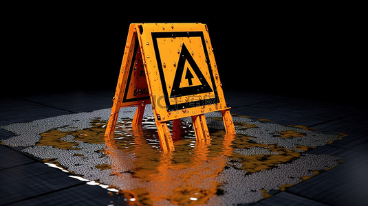 消除事故背景图片_湿地板警告标志 3d 模型