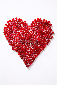 白色背景上由红色珠子制成的心