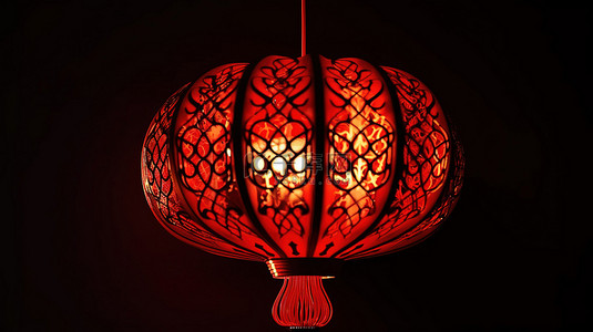 中国灯笼 3D 渲染完美适合中国新年庆祝活动和设计主题