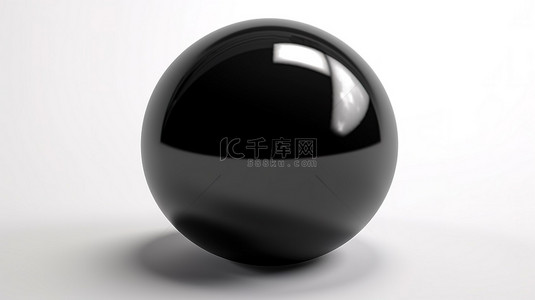 在白色背景上以 3d 形式描绘的黑暗球体