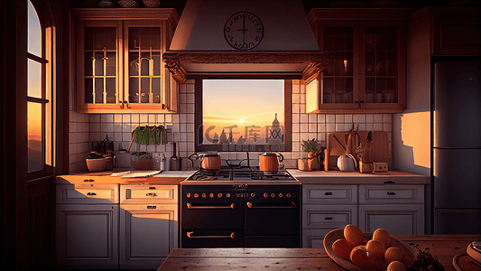 厨房阳光窗外风景