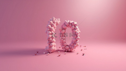 浅粉色生日背景图片_纪念 100 年庆典的浅粉色背景的 3d 渲染