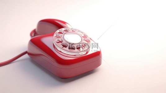 电话图标，带有接受呼叫按钮和白色背景 3D 渲染中的来电插图