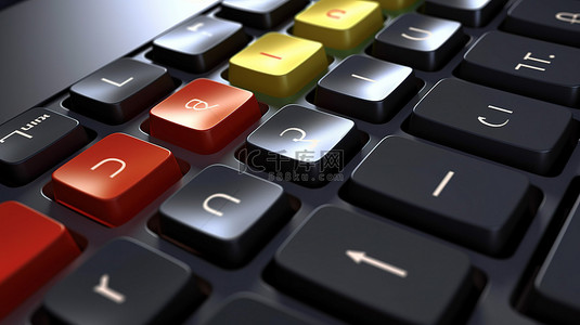 新年祝福语体背景图片_键盘的 3D 插图，其中包含控制 alt 和 supr 的按键，包括西班牙语和法语的“删除”变体