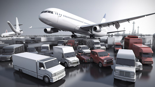清单符合 3D 渲染中的国际交通主题