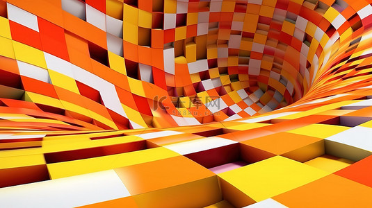 格子波浪图案抽象背景的 3d 渲染