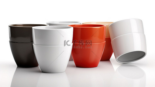 白色背景 3D 咖啡杯以高清晰度渲染