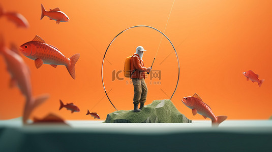 冰上钓鱼背景图片_虚拟现实用户成为加密诈骗的目标，并用 3D 钓鱼竿渲染进行说明