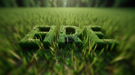 描绘“拯救地球”主题的绿草 3D 渲染