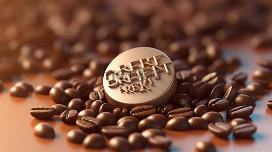 小憩一下背景图片_3D 版式报价与咖啡豆设计休息一下，喝点咖啡