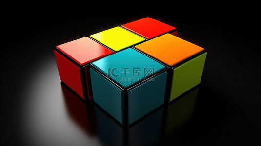 彩色魔方背景图片_3d rubik 的 2x2 图标上的各种彩色形状