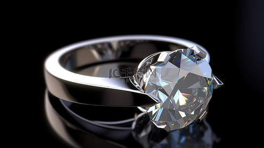 3D 婚姻符号，带有镶钻戒指