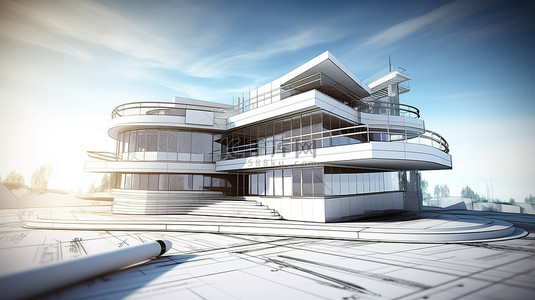 房子手绘建筑背景图片_通过 3D 渲染将尖端建筑项目的手绘草图变为现实