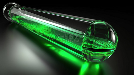 3D 渲染试管中的绿色液体
