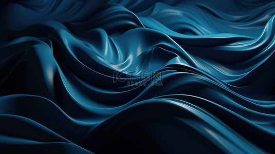蓝色的涟漪波浪 3d 渲染抽象布背景