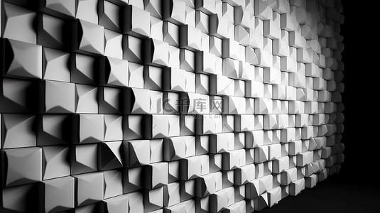 线条黑白背景背景图片_黑白令人惊叹的 3D 渲染的当代几何墙壁设计