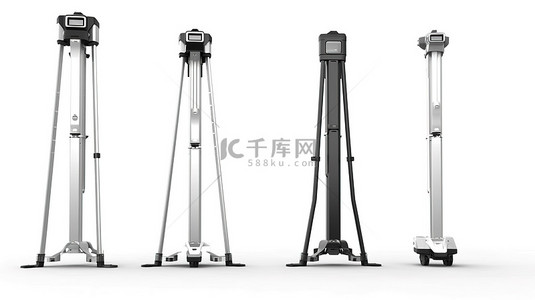 平凡的警察背景图片_3D 渲染金属探测器扫描仪设置隔离在白色背景上