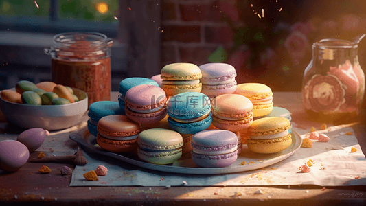 法国马卡龙甜品美食摄影广告背景