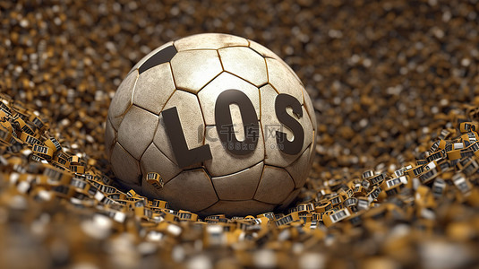 失去背景图片_从 3D 渲染的足球纹理创建的“失去”一词