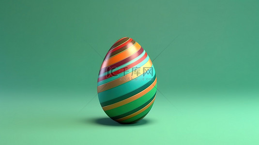 充满活力的复活节彩蛋独立站在绿色表面上的 3D 插图