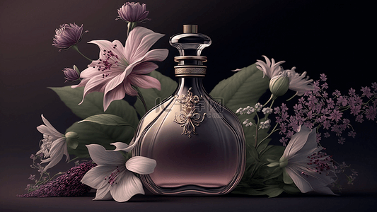 香水瓶香水鲜花背景图片_香水私藏鲜花背景