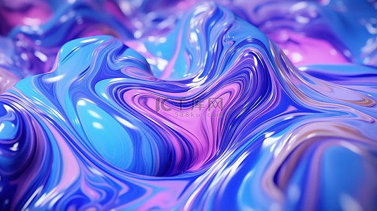 颜色彩虹背景图片_精美的靛蓝和薰衣草液体抽象背景以引人注目的 3D 渲染呈现
