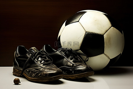 黑色足球鞋和球数字艺术套装
