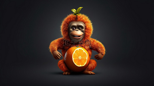 带猩猩头套的背景图片_搞笑的 3D 猩猩插图
