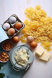 鸡蛋奶酪背景图片_一些奶酪意大利面和鸡蛋