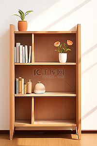 一个木制书架可以在背面旋转
