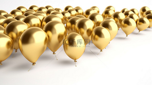 金色标记背景图片_金色气球在 3D 插图中隔离在白色庆祝 40 年