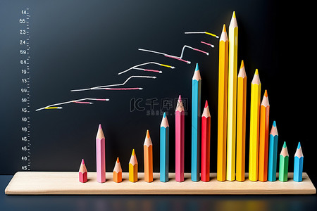 粉笔棒铅笔铅笔和黑板与生长图