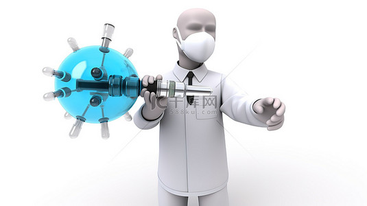疫苗注射背景图片_白色背景下医生疫苗的孤立 3D 插图