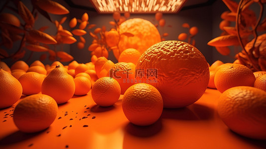橙色场景背景图片_令人惊叹的 3D 渲染中的橙色场景创建者