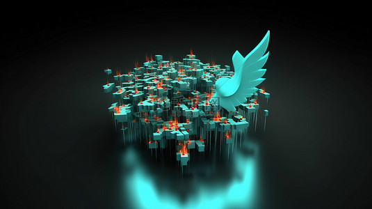 3D 渲染信息图表显示社交媒体和 Twitter 在孟加拉国的作用