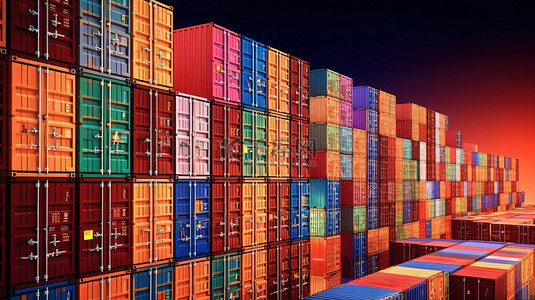 图全球背景图片_全球贸易和商业 3d 渲染的海运集装箱