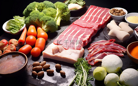 大型食肉动物背景图片_桌上的新鲜食材