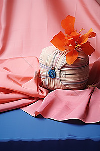 中秋礼物背景图片_用粉色和蓝色布包裹的小礼物