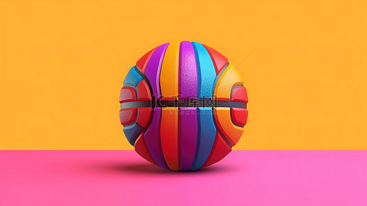 现代简约 3D 渲染彩色篮球孤立对象图