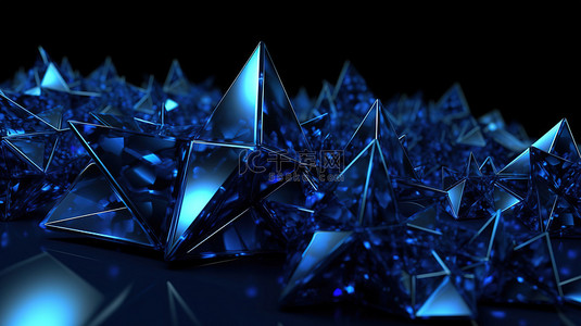 几何主题背景背景图片_闪闪发光的 3d 三角形和蓝色星形