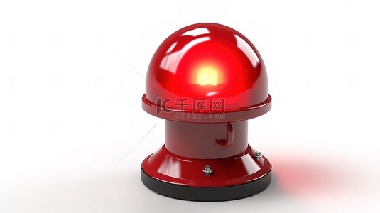 红色背景消防背景图片_3d 渲染白色背景与孤立的红色警告灯