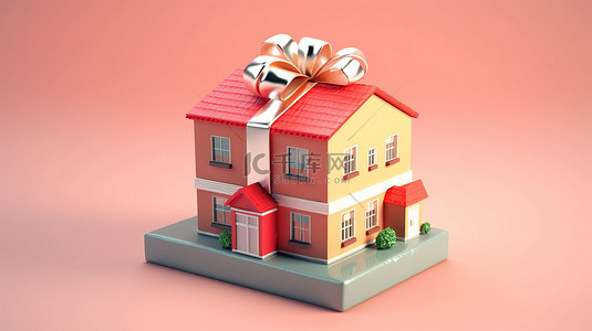室内家居平面背景图片_精致的家居，配有礼物盒主题 3D 渲染