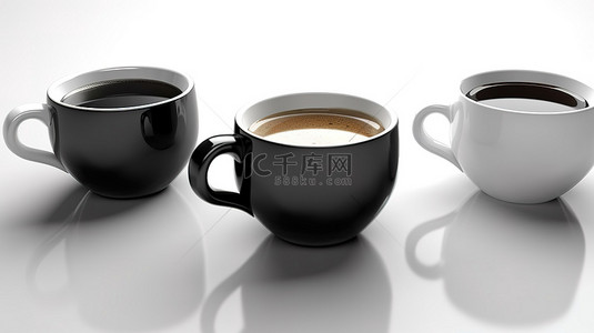 纸杯展示背景图片_白色背景展示 3D 渲染的咖啡杯