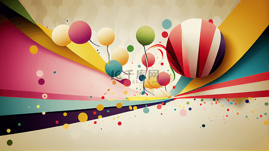 派对气球平面插画风格背景