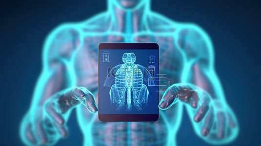 医疗科技元素背景图片_协助医疗数据的 Android 的 3D 渲染