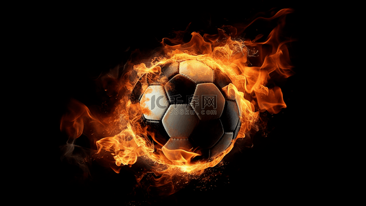 竞赛背景背景图片_燃烧的火焰足球特效广告背景